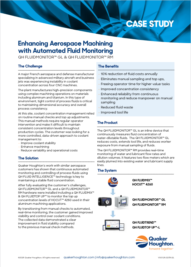Enhancing Aerospace Machining with Automated Fluid Monitoring Enhancing Aerospace Machining with Automated Fluid Monitoring